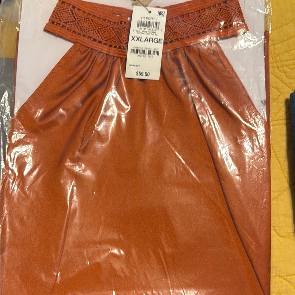INC International Concepts Orange Pleated Midi Top